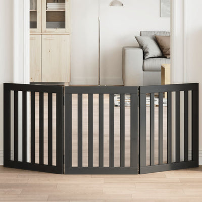 hundelåge 3 paneler 150 cm foldbar poppeltræ sort