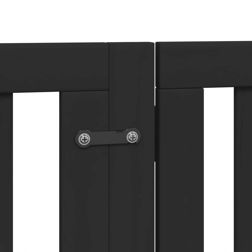 hundelåge med dør 6 paneler 300 cm foldbar poppeltræ sort