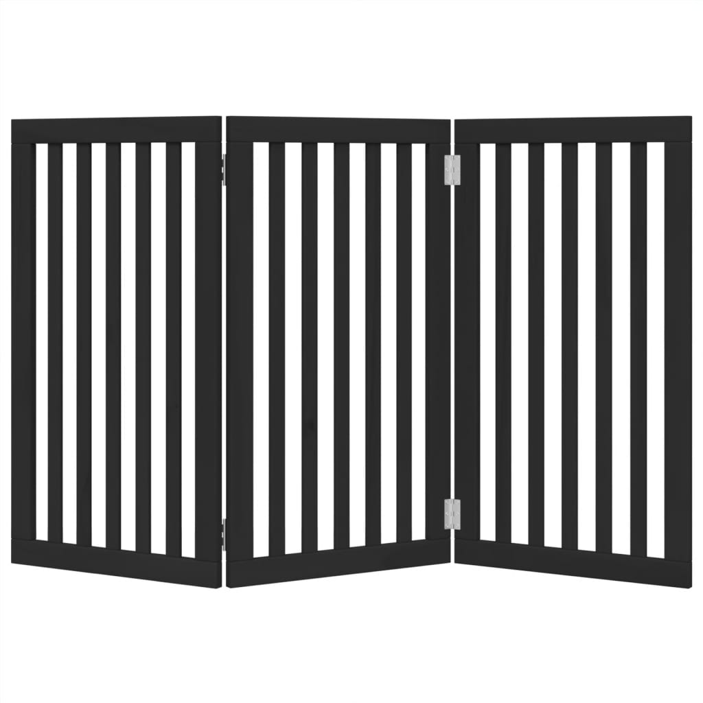 hundelåge 3 paneler 150 cm foldbar poppeltræ sort