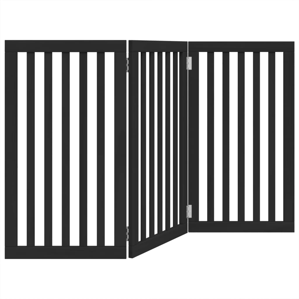 hundelåge 3 paneler 150 cm foldbar poppeltræ sort