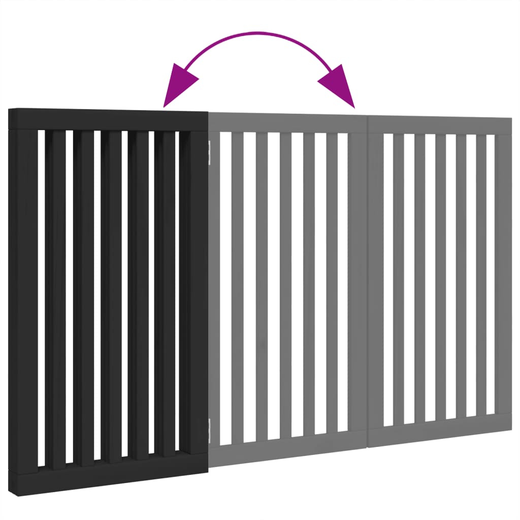 hundelåge 3 paneler 150 cm foldbar poppeltræ sort
