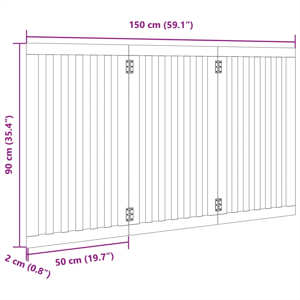 hundelåge 3 paneler 150 cm foldbar poppeltræ sort