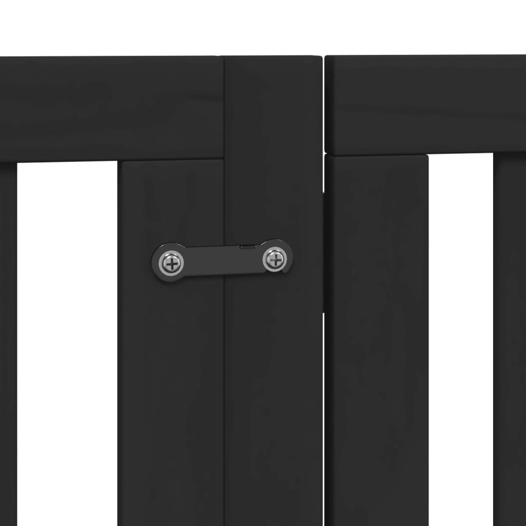 hundelåge med dør 6 paneler 300 cm foldbar poppeltræ sort