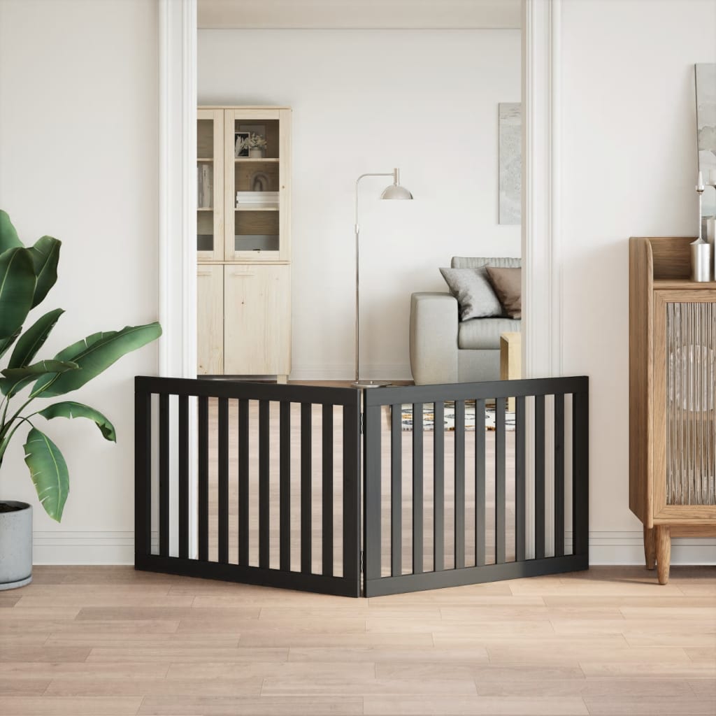 hundelåge 2 paneler 150 cm foldbar poppeltræ sort