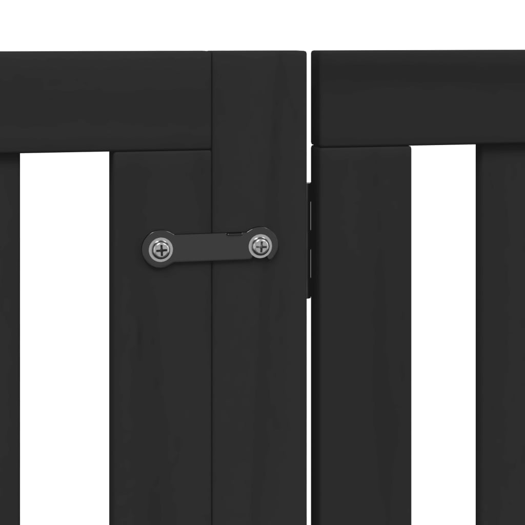hundelåge med dør 4 paneler 300 cm foldbar poppeltræ sort