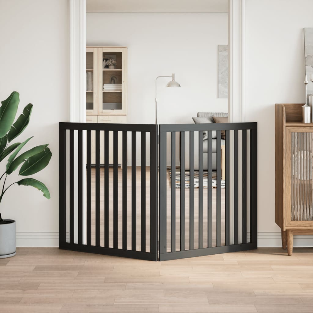 hundelåge 2 paneler 150 cm foldbar poppeltræ sort