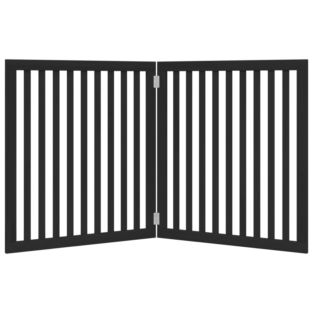 hundelåge 2 paneler 150 cm foldbar poppeltræ sort