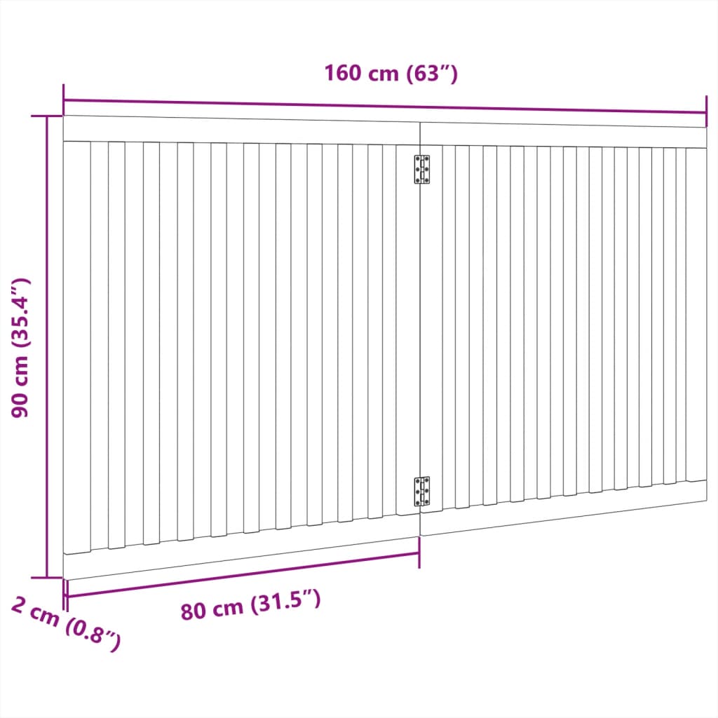 hundelåge 2 paneler 150 cm foldbar poppeltræ sort