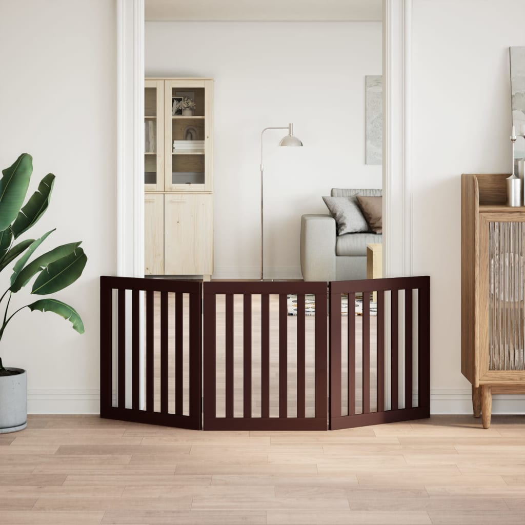 hundelåge 3 paneler 150 cm foldbar poppeltræ brun