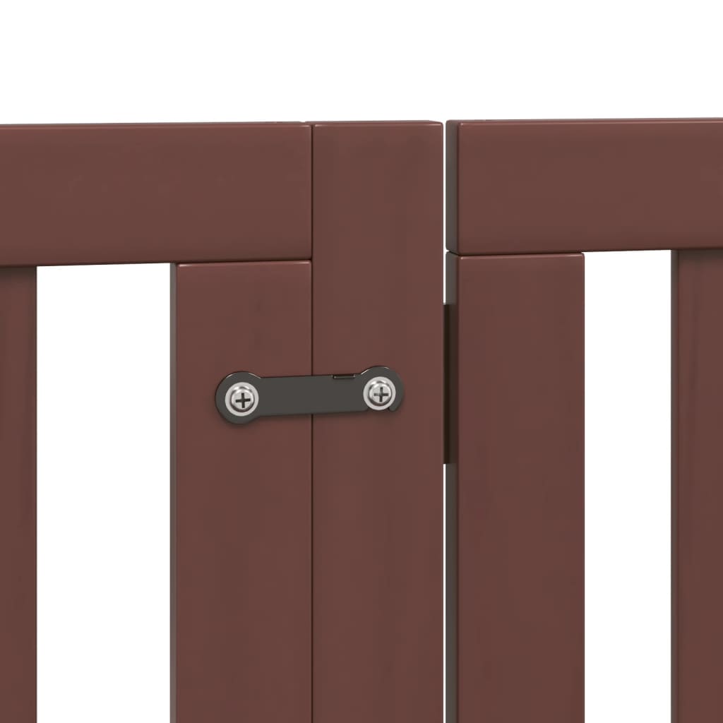 hundelåge med dør 6 paneler 300 cm foldbar poppeltræ brun