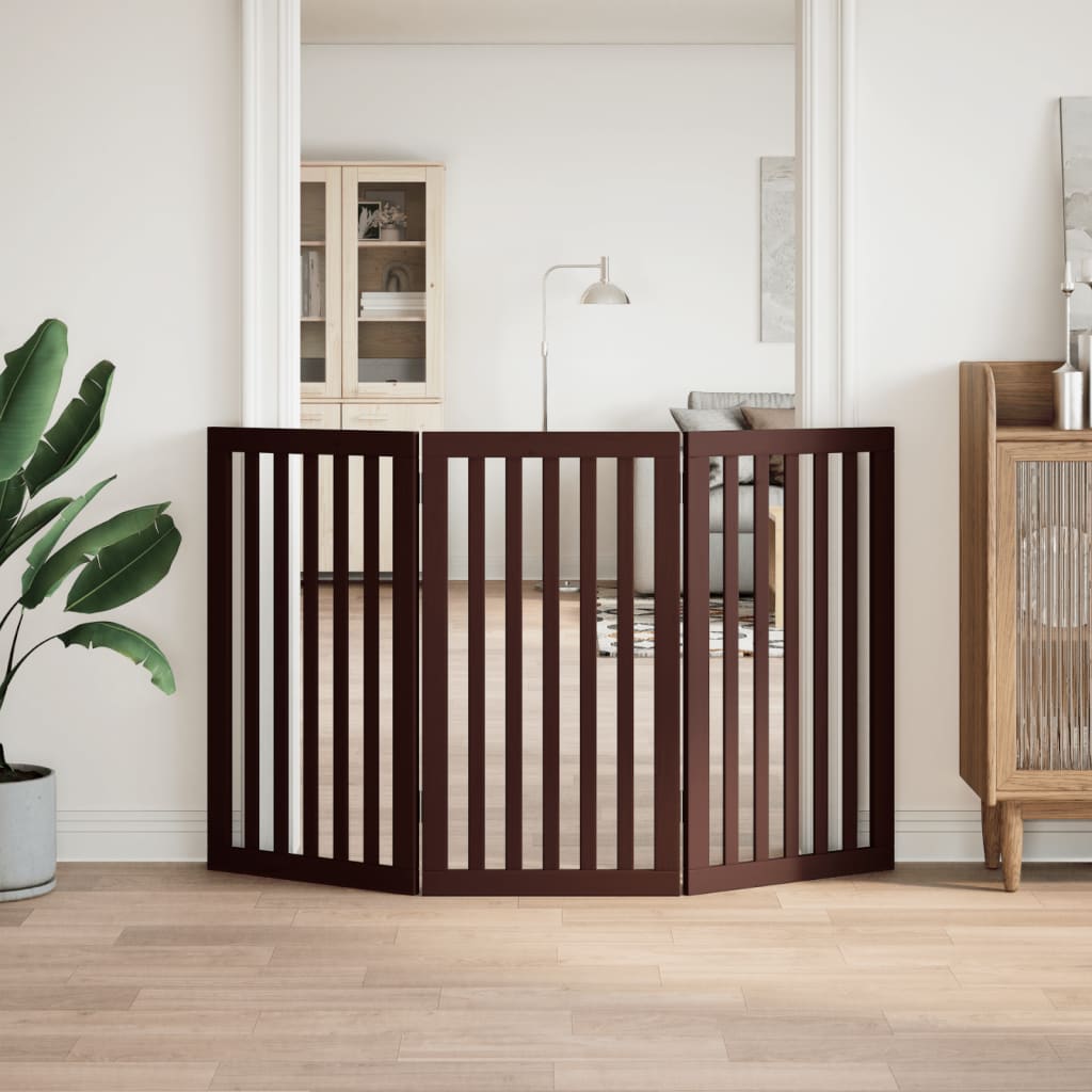hundelåge 3 paneler 150 cm foldbar poppeltræ brun