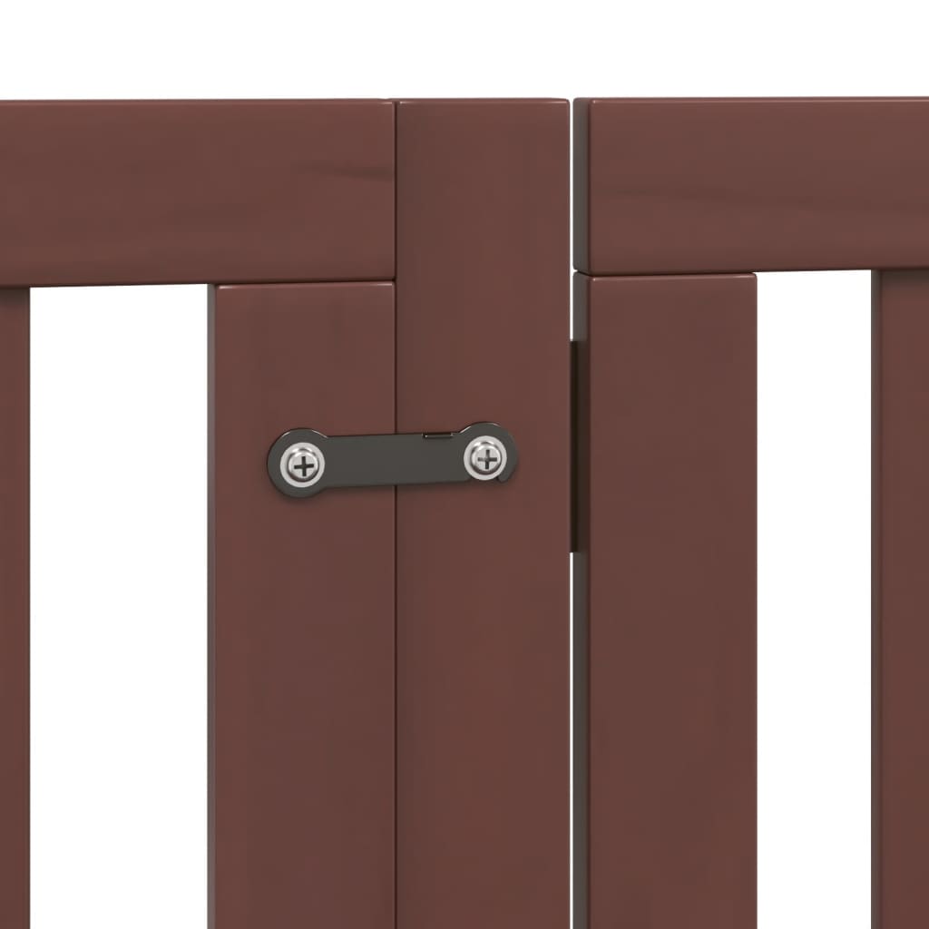 hundelåge med dør 6 paneler 300 cm foldbar poppeltræ brun
