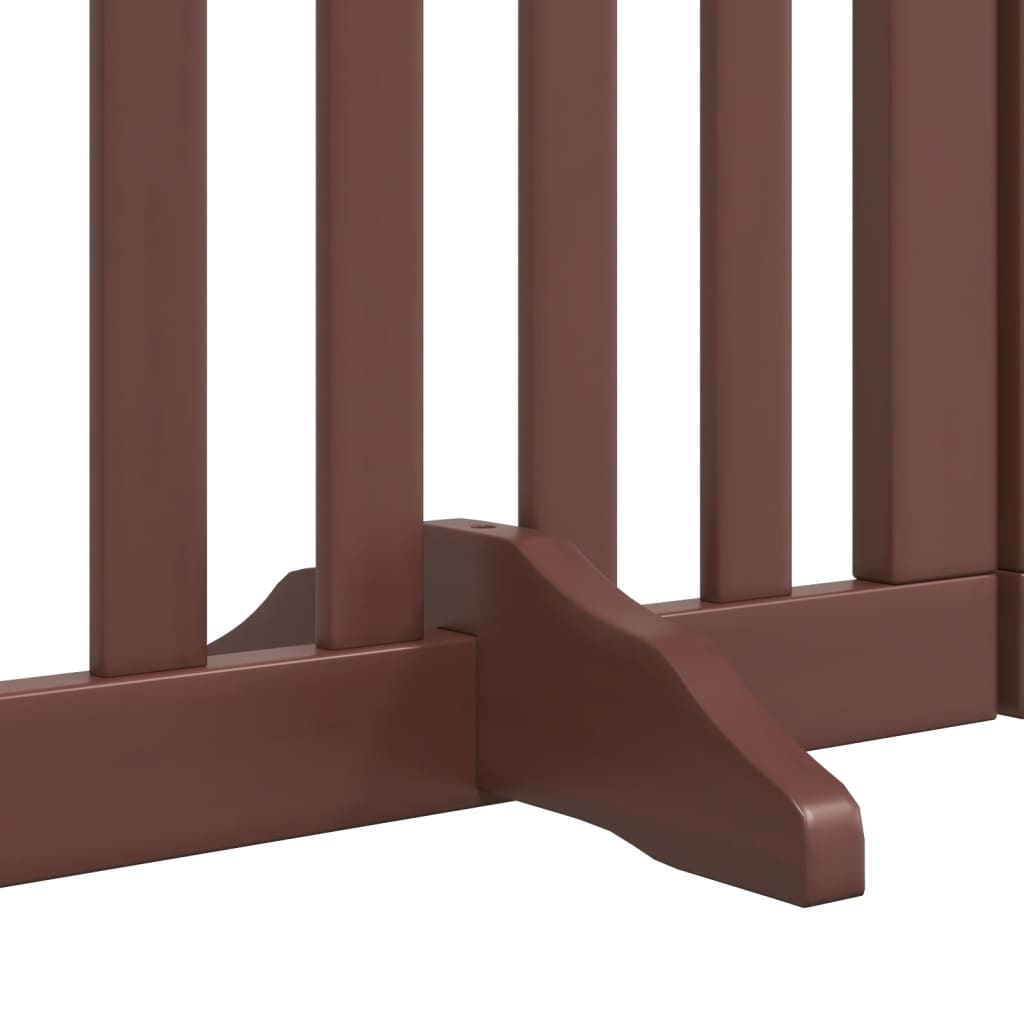 hundelåge med dør 6 paneler 300 cm foldbar poppeltræ brun