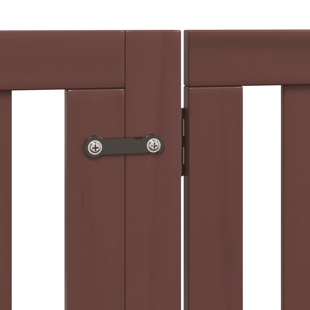 hundelåge med dør 4 paneler 320 cm foldbar poppeltræ brun