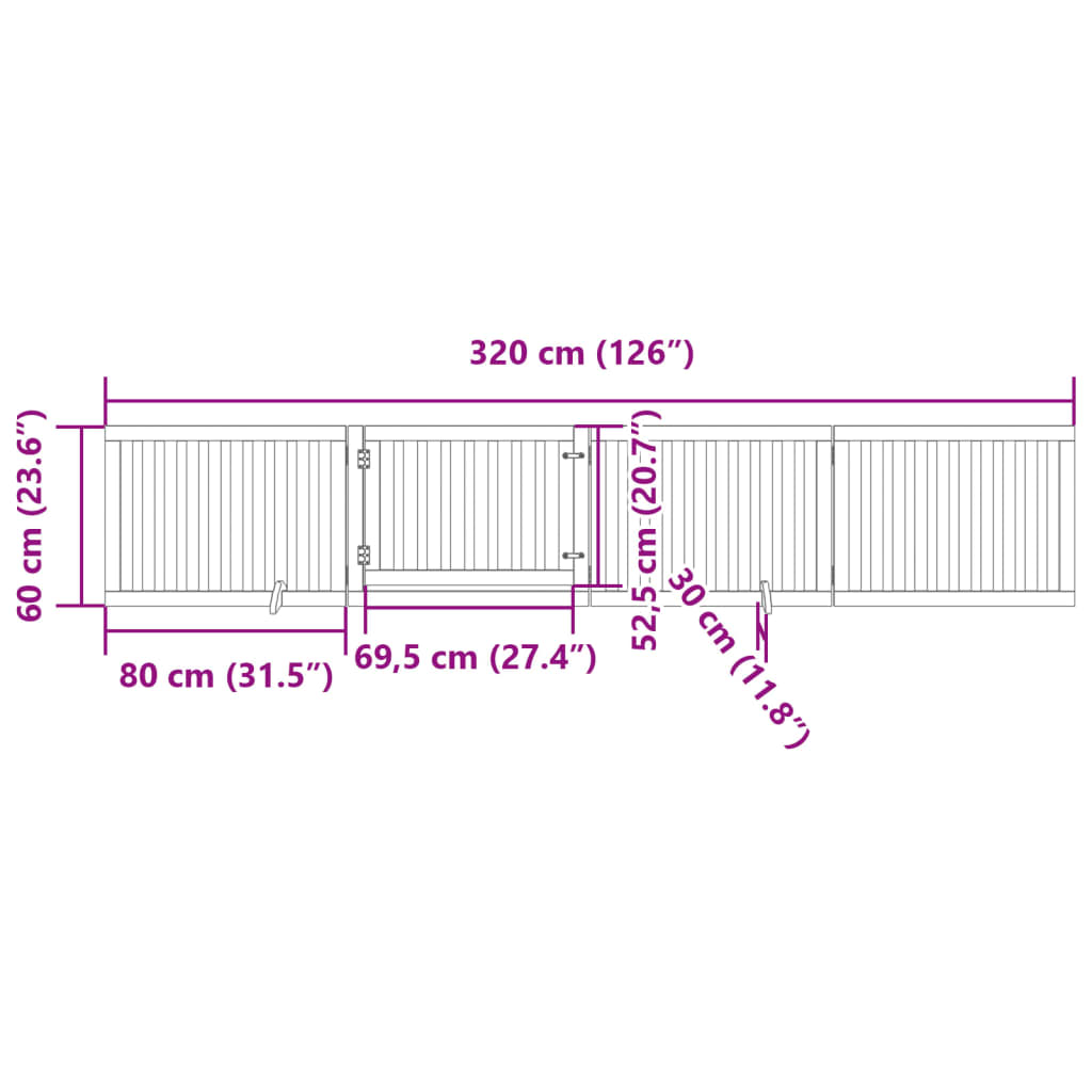 hundelåge med dør 4 paneler 320 cm foldbar poppeltræ brun