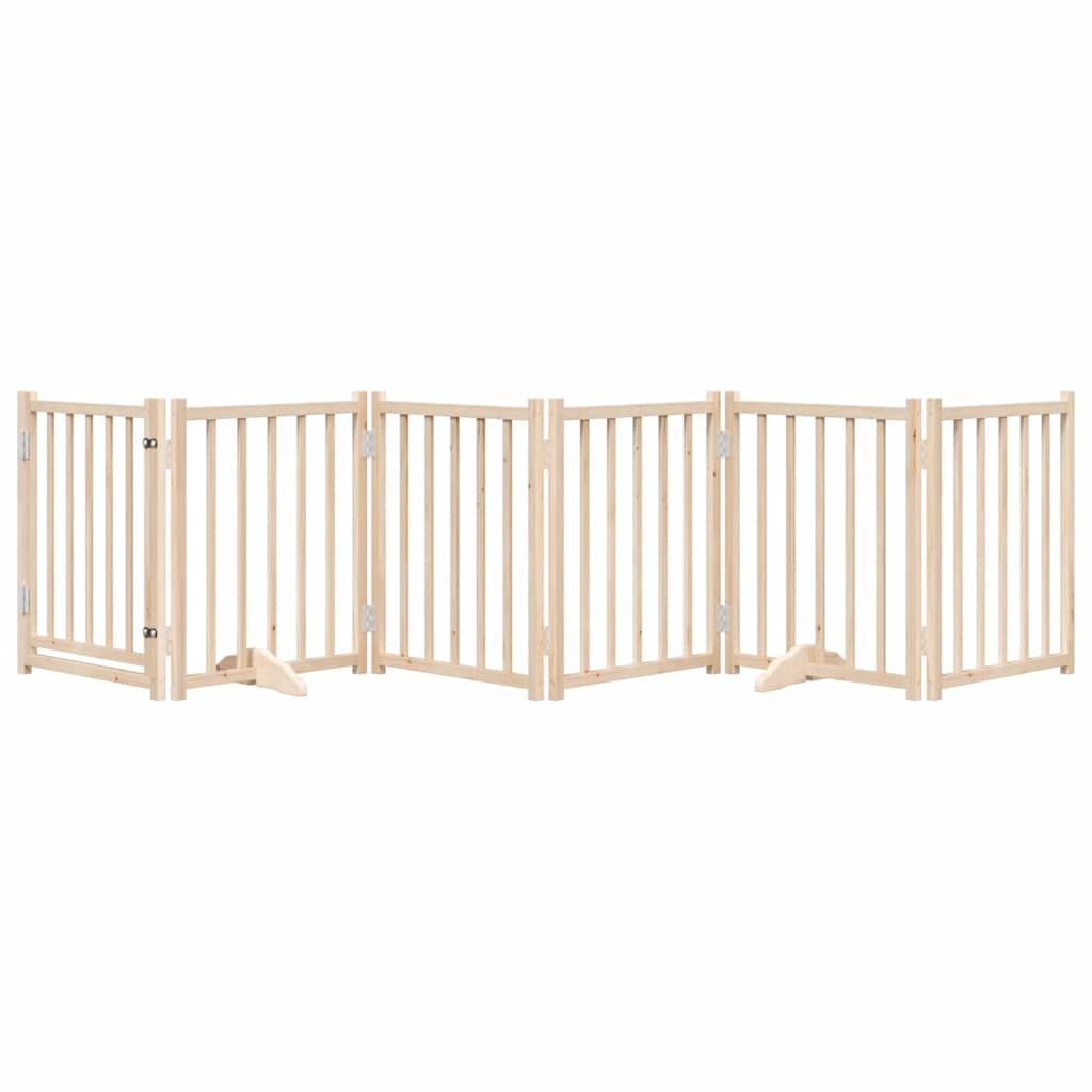 hundelåge m. dør 6 paneler 300 cm foldbar massivt gran
