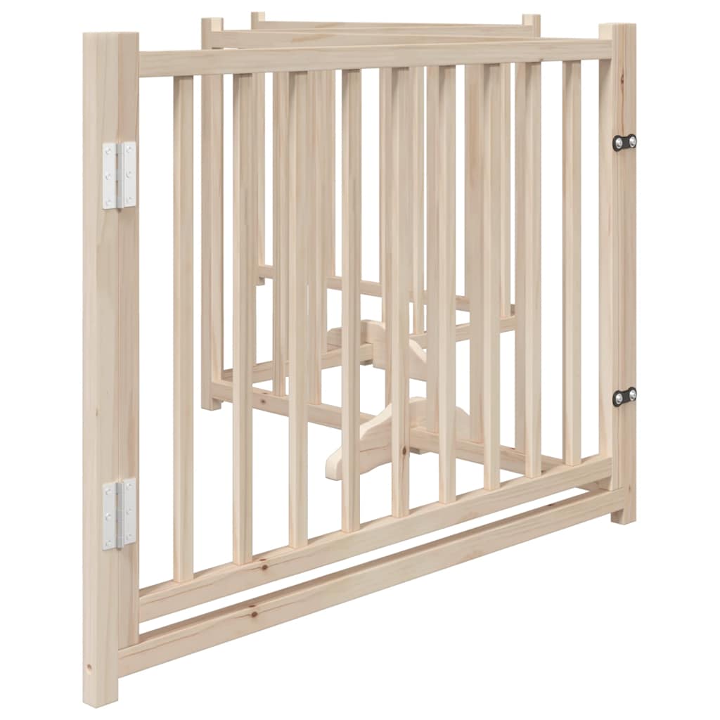 hundelåge m. dør 4 paneler 320 cm foldbar massivt gran