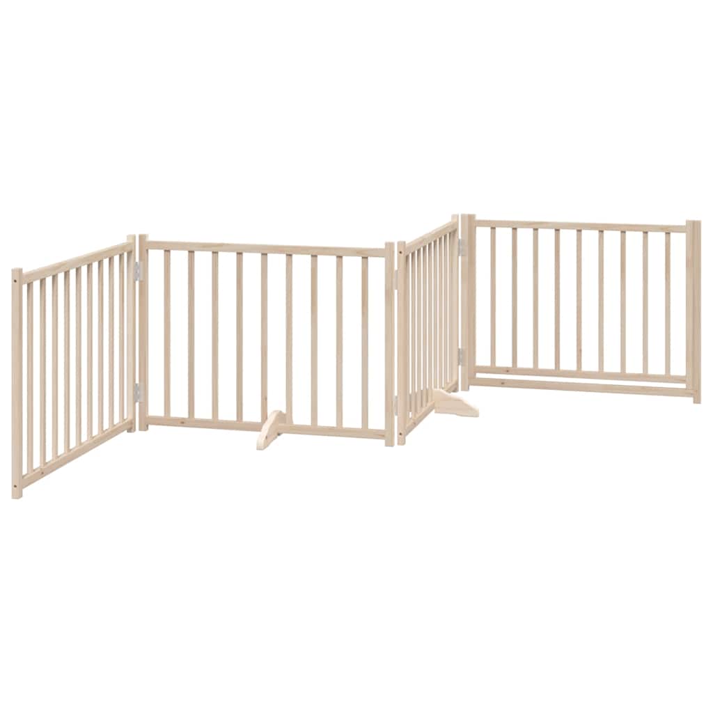 hundelåge m. dør 4 paneler 320 cm foldbar massivt gran