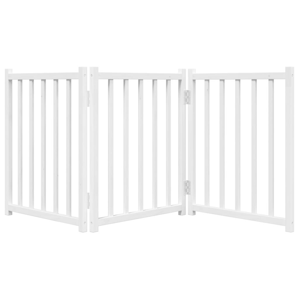 hundelåge 3 paneler 150 cm foldbar massivt gran hvid
