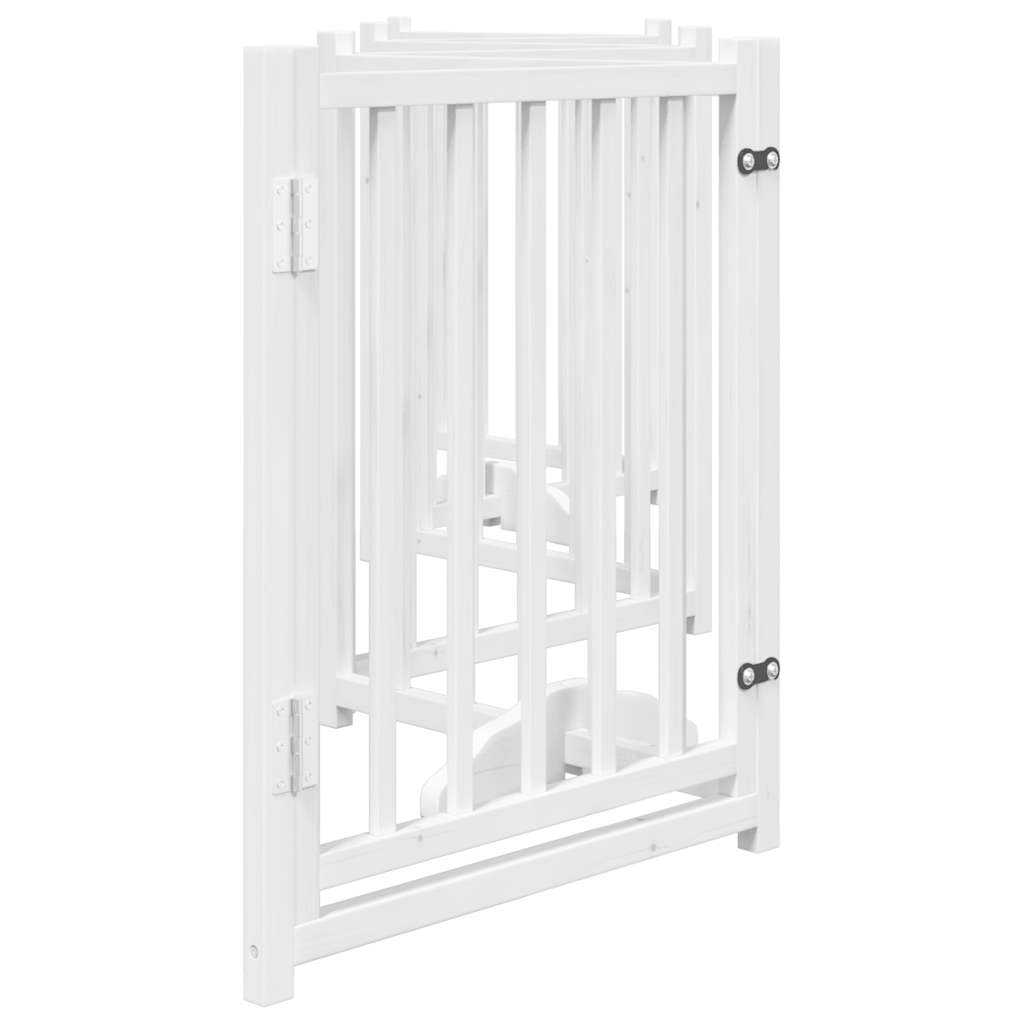 hundelåge m. dør 6 paneler 300 cm foldbar massivt gran hvid
