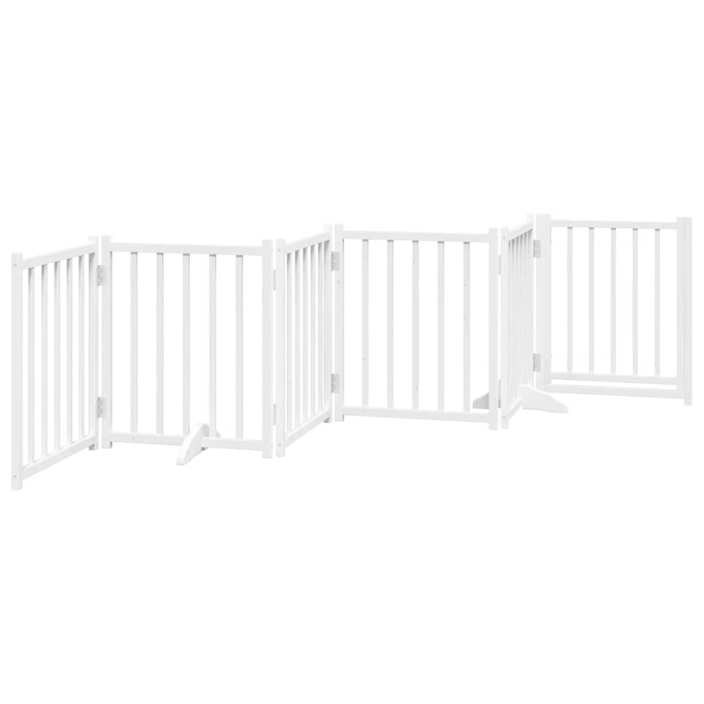 hundelåge m. dør 6 paneler 300 cm foldbar massivt gran hvid