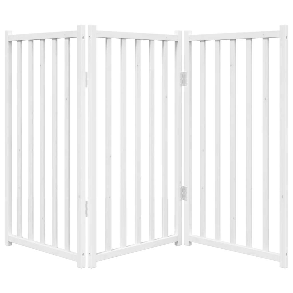 hundelåge 3 paneler 150 cm foldbar massivt gran hvid