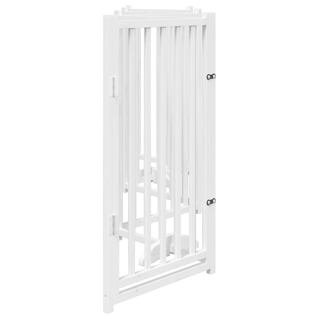 hundelåge m. dør 6 paneler 300 cm foldbar massivt gran hvid