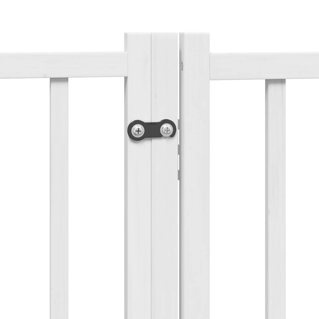 hundelåge m. dør 6 paneler 300 cm foldbar massivt gran hvid