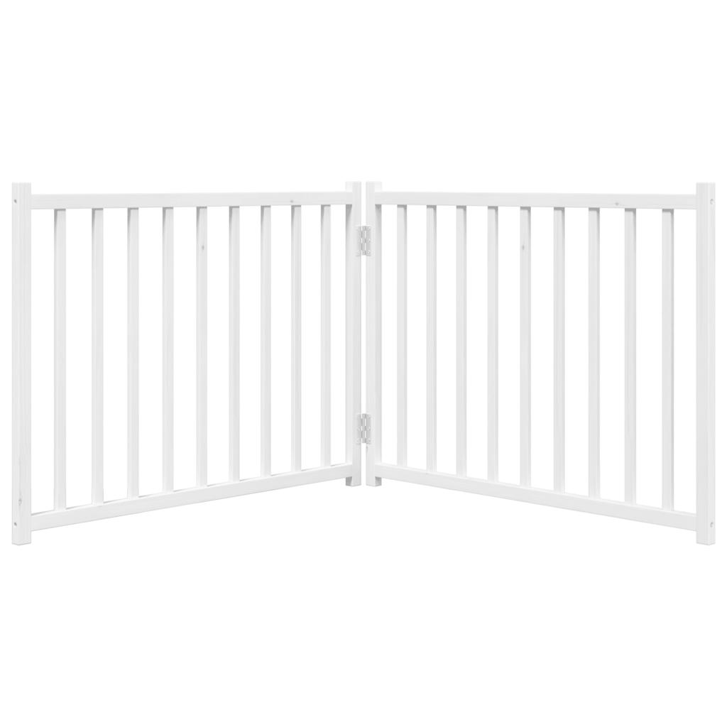 hundelåge 2 paneler 150 cm foldbar massivt gran hvid