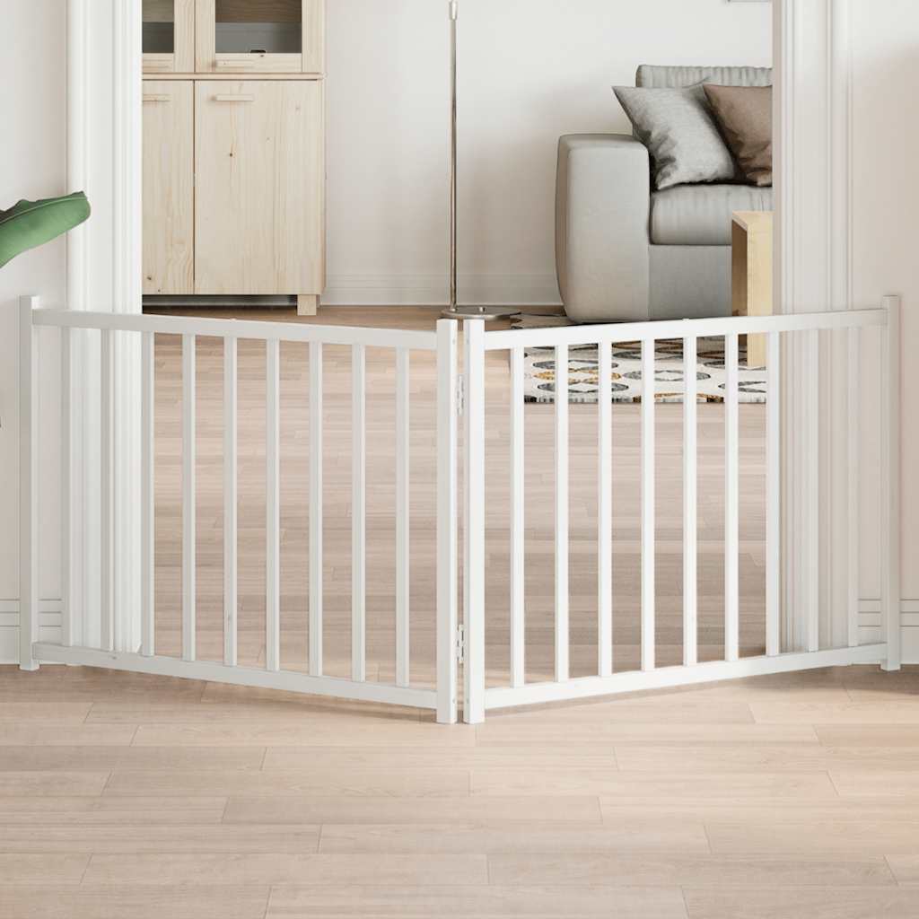 hundelåge 2 paneler 150 cm foldbar massivt gran hvid