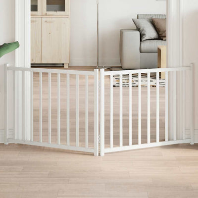 hundelåge 2 paneler 150 cm foldbar massivt gran hvid