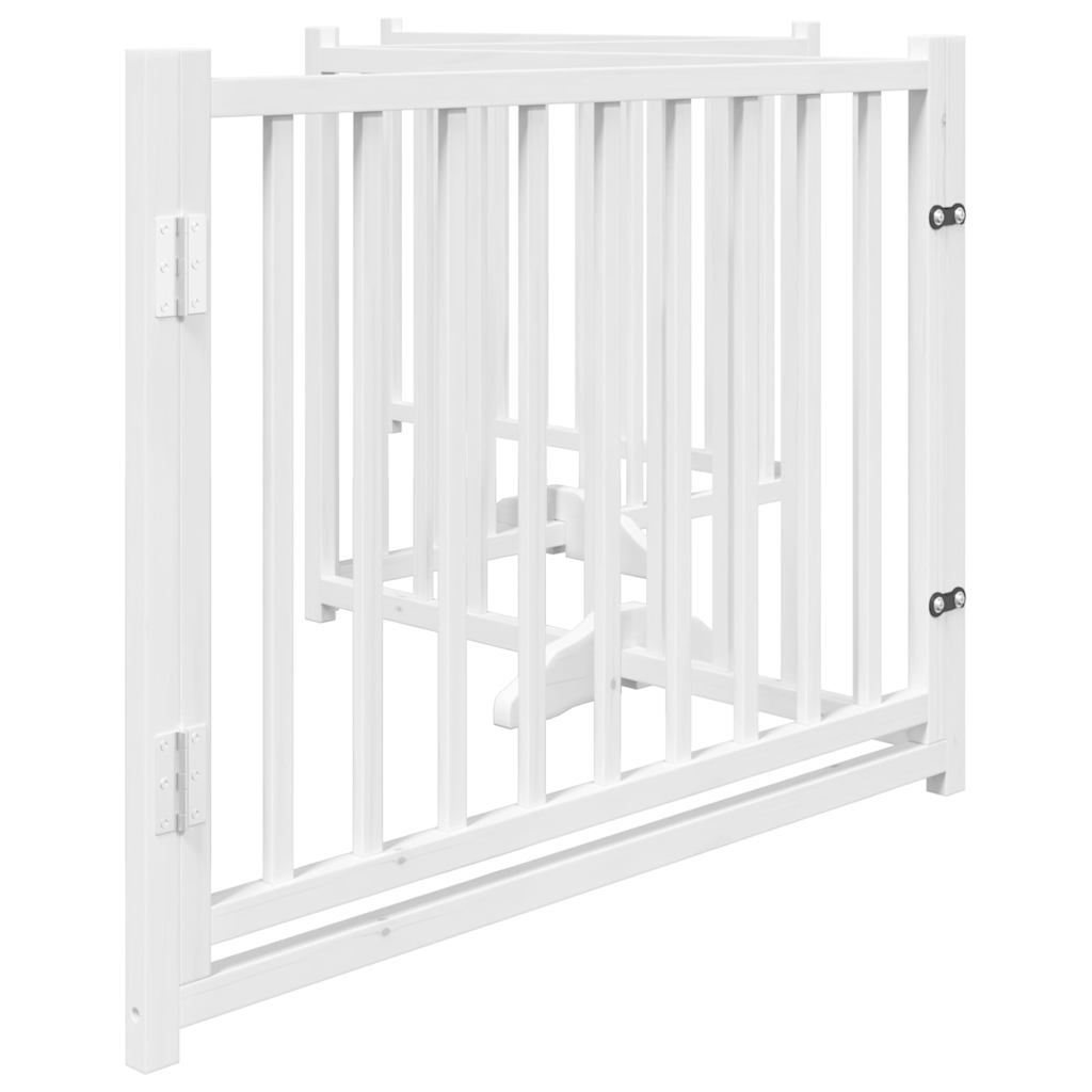 hundelåge m. dør 4 paneler 320 cm foldbar massivt gran hvid
