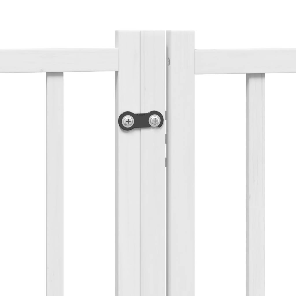 hundelåge m. dør 4 paneler 320 cm foldbar massivt gran hvid