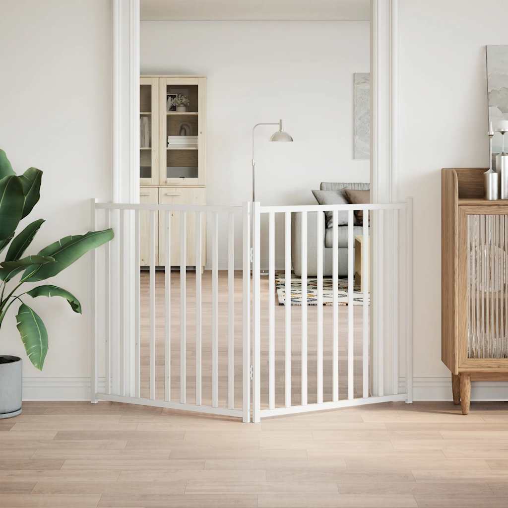 hundelåge 2 paneler 150 cm foldbar massivt gran hvid