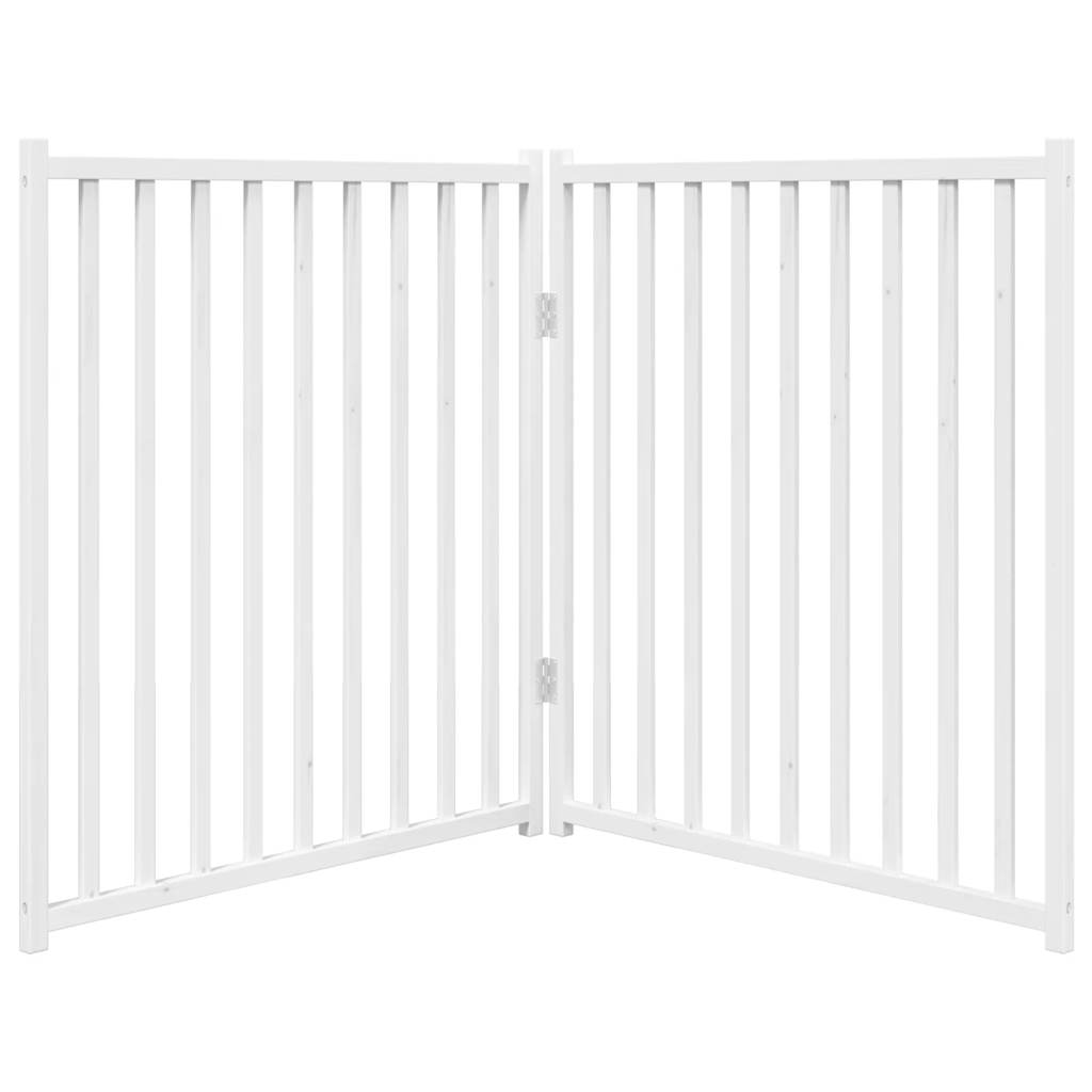 hundelåge 2 paneler 150 cm foldbar massivt gran hvid