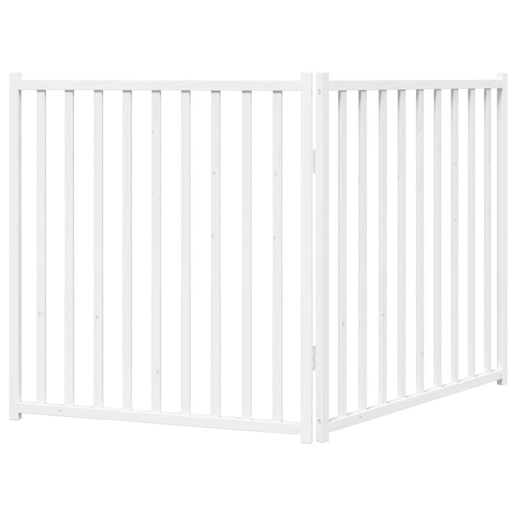 hundelåge 2 paneler 150 cm foldbar massivt gran hvid