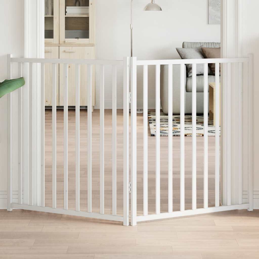 hundelåge 2 paneler 150 cm foldbar massivt gran hvid