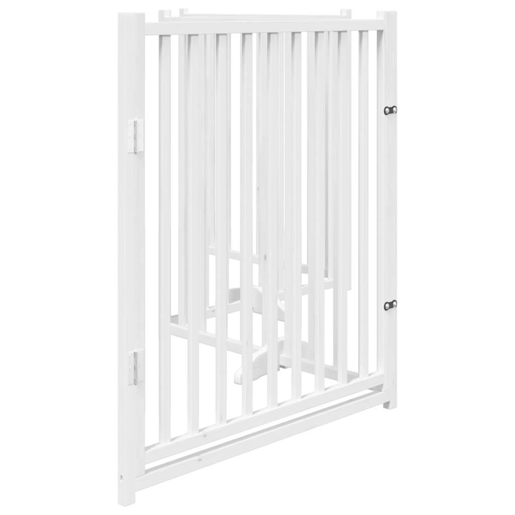 hundelåge m. dør 4 paneler 320 cm foldbar massivt gran hvid