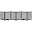 hundelåge m. dør 6 paneler 300 cm foldbar massivt gran sort