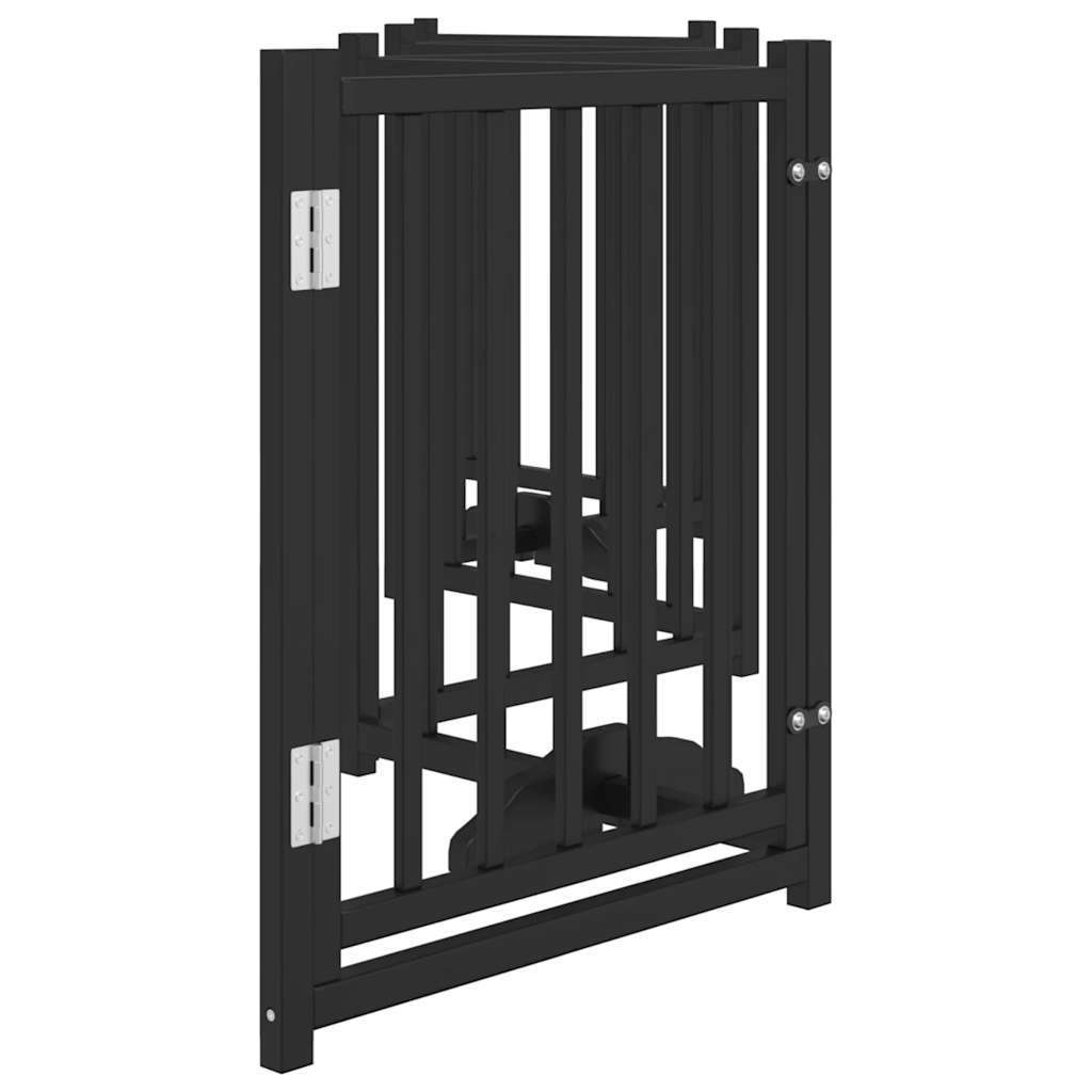 hundelåge m. dør 6 paneler 300 cm foldbar massivt gran sort