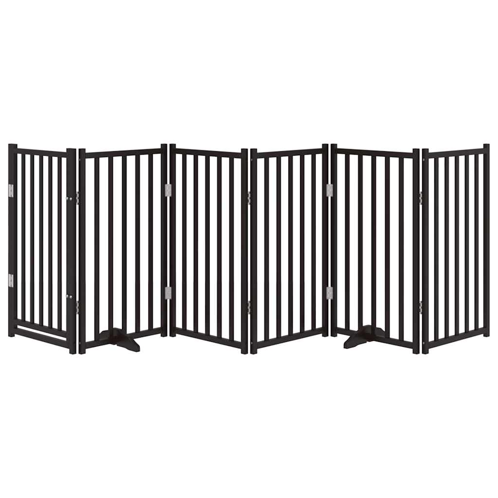 hundelåge m. dør 6 paneler 300 cm foldbar massivt gran sort