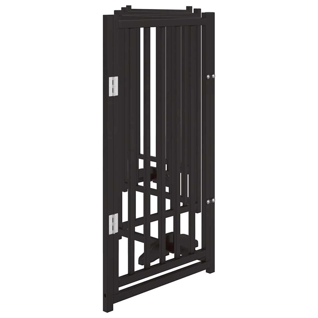 hundelåge m. dør 6 paneler 300 cm foldbar massivt gran sort