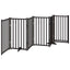 hundelåge m. dør 6 paneler 300 cm foldbar massivt gran sort