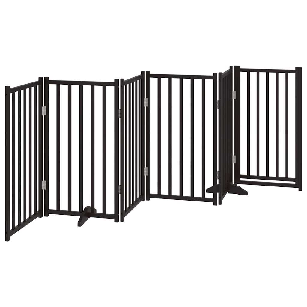 hundelåge m. dør 6 paneler 300 cm foldbar massivt gran sort