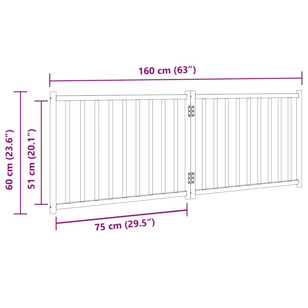 hundelåge 2 paneler 150 cm foldbar massivt gran sort