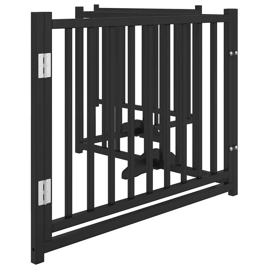 hundelåge m. dør 4 paneler 320 cm foldbar massivt gran sort