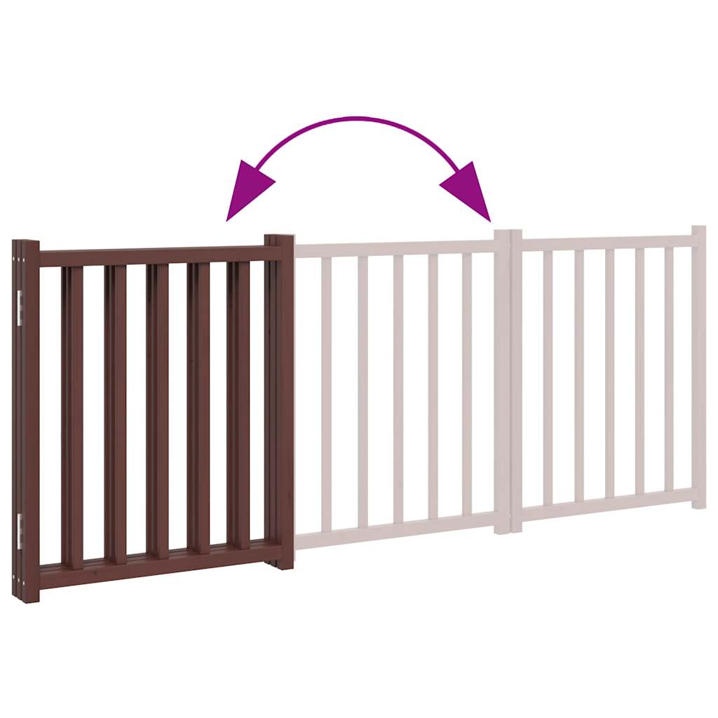 hundelåge m. dør 3 paneler 150 cm foldbar massivt gran brunt eg