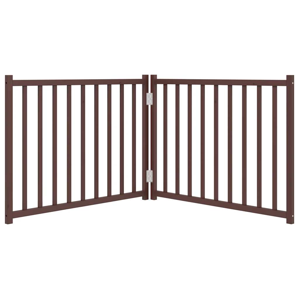 hundelåge m. dør 2 paneler 160 cm foldbar massivt gran brunt eg