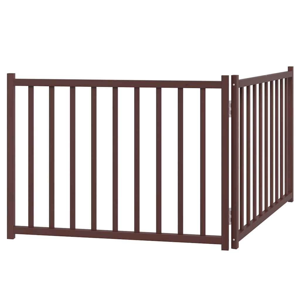 hundelåge m. dør 2 paneler 160 cm foldbar massivt gran brunt eg