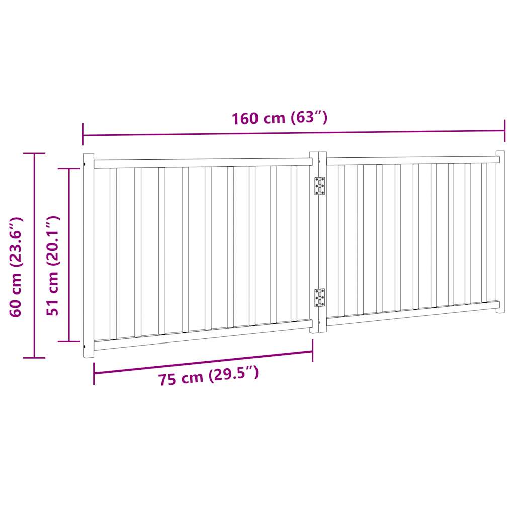 hundelåge m. dør 2 paneler 160 cm foldbar massivt gran brunt eg